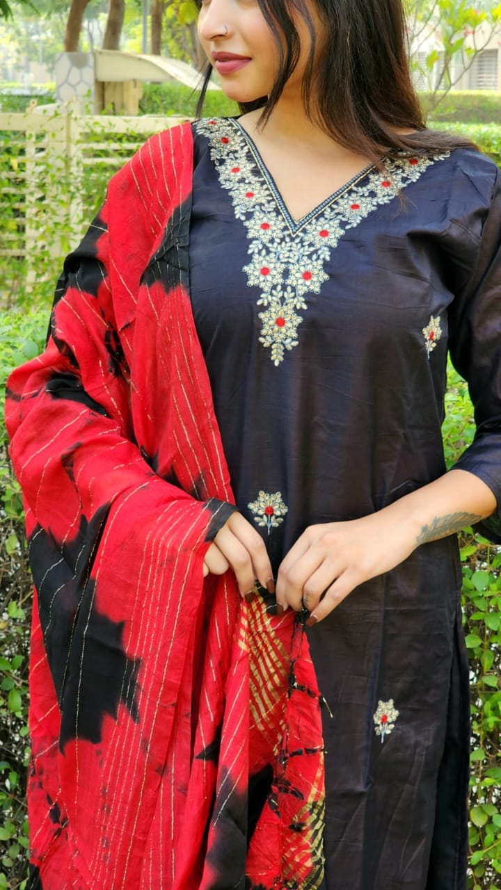 Virat Designer V Neck Kurti With Bottom Dupatta Catalog